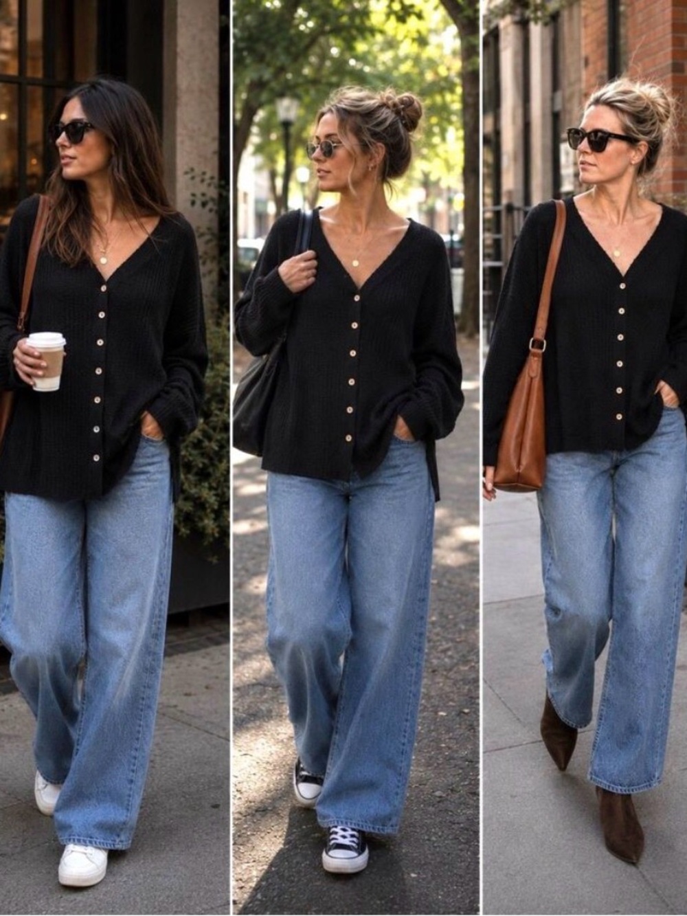 Out From Under Urban Outfitters Black Waffle Knit Button Cardigan OS lagenlook